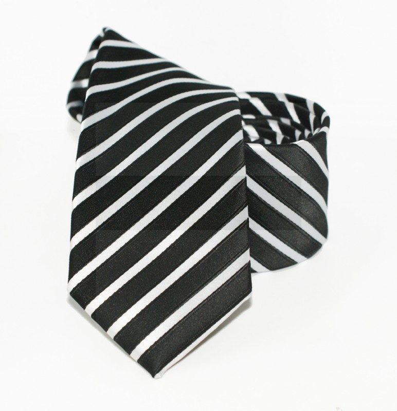               Goldenland slim nyakkendő - Fekete csíkos